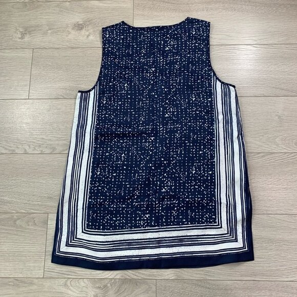 Vince Navy Silk Scarf Print Tank Top - Picture 4 of 11